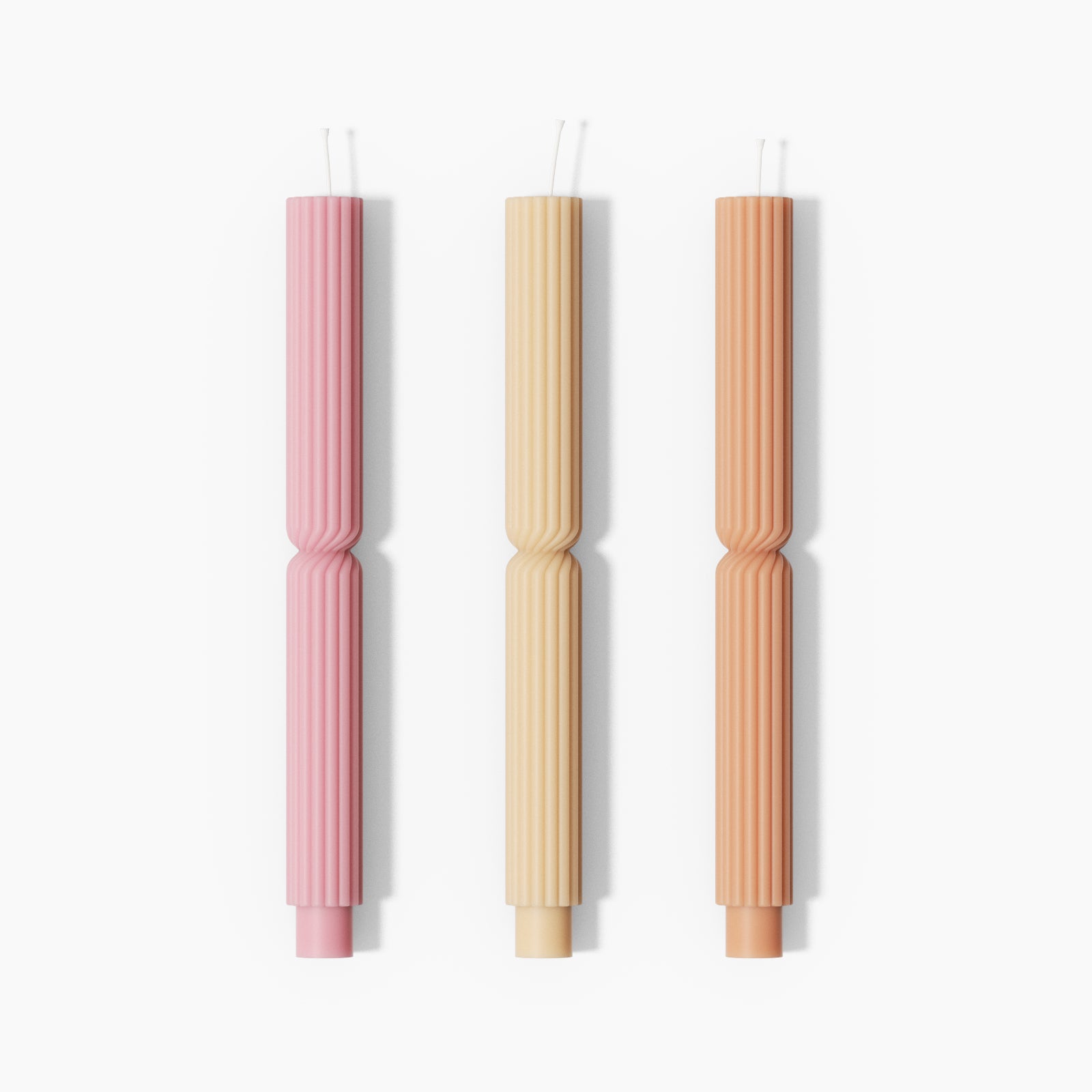 Pink, white and orange Doric Pillar Taper Candle -Boowan Nicole