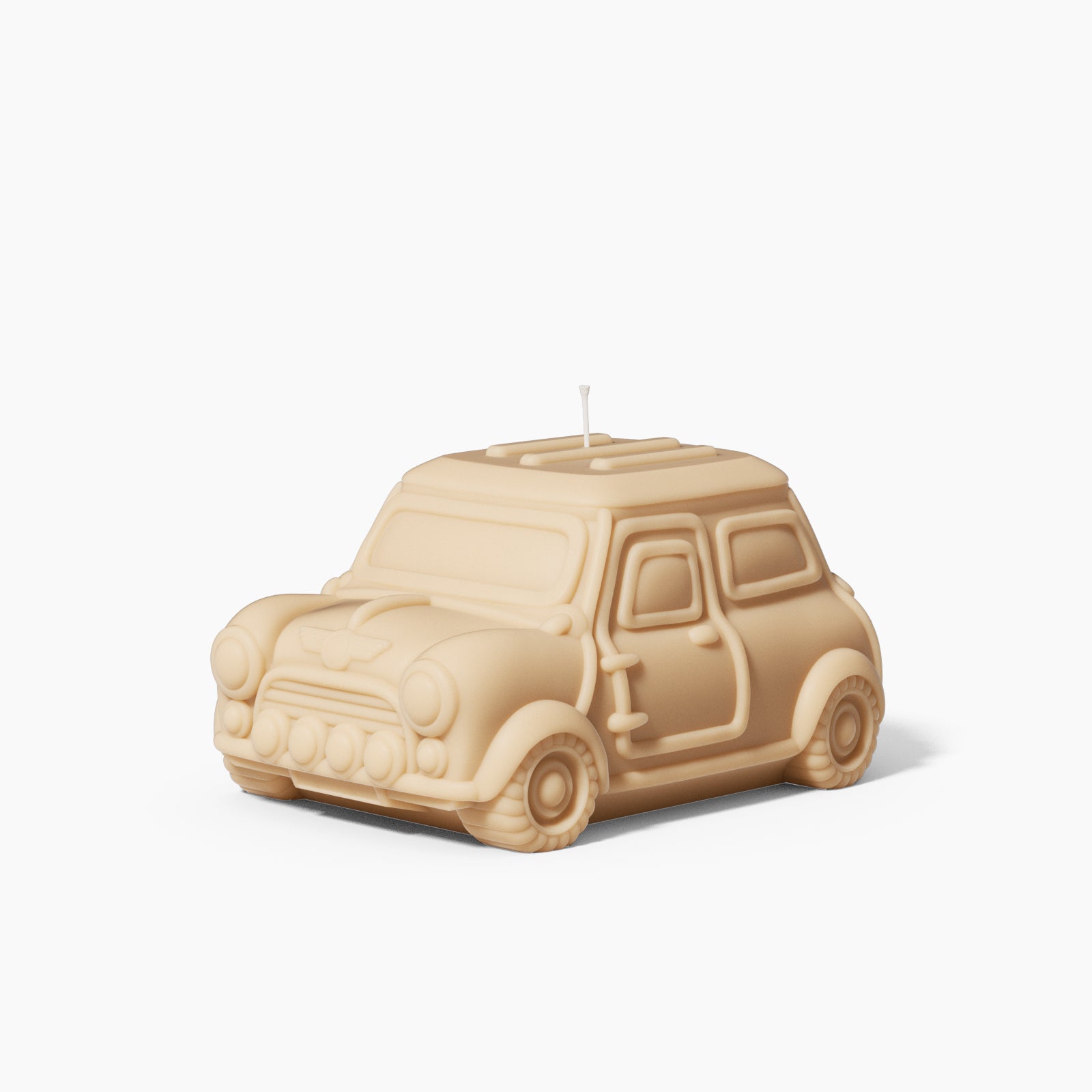Light yellow retro car-shaped candle, designed by Boowan Nicole.