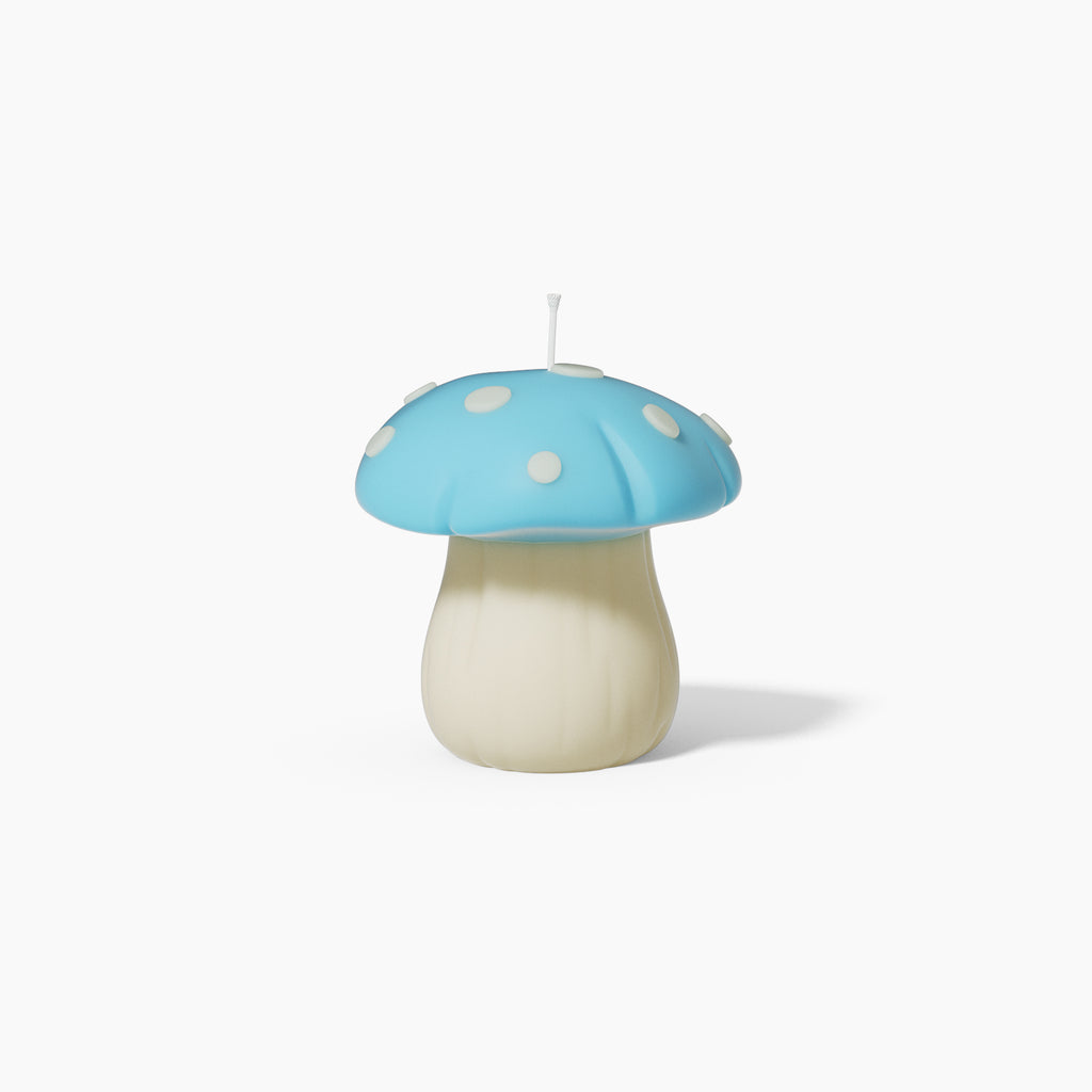 Toadstool-shaped candles made from silicone molds, designed by Boowan Nicole.