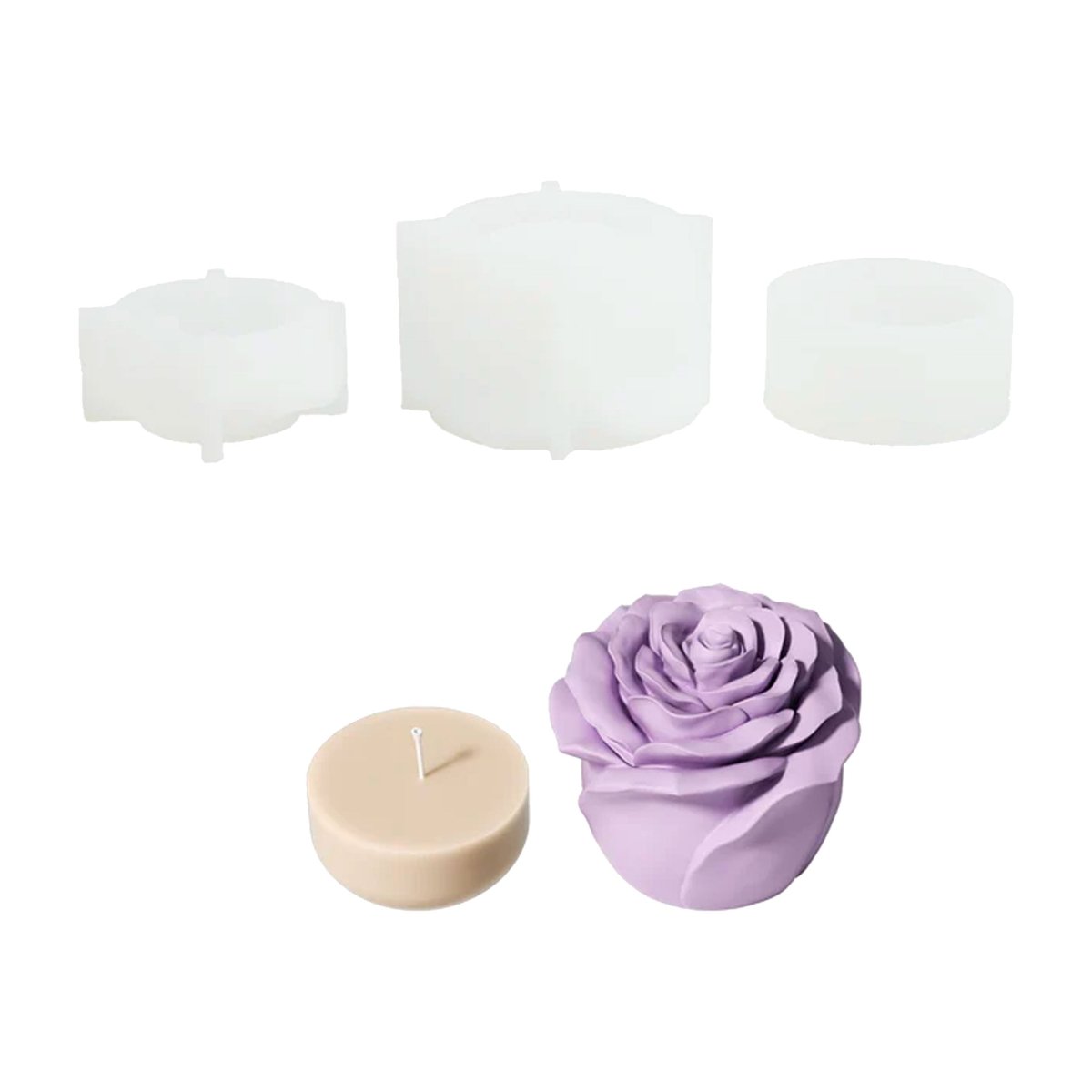 2.5oz Eternal Rose Bloom Candle Jar & Candle Refill Silicone MoldCandle Jar MoldSH1240-1-2+LZ0895