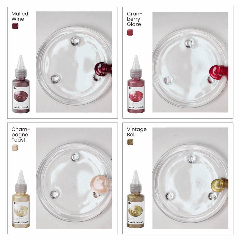 Colored Glossy Candle Varnish Set -4 Of Vintage Gala Colors