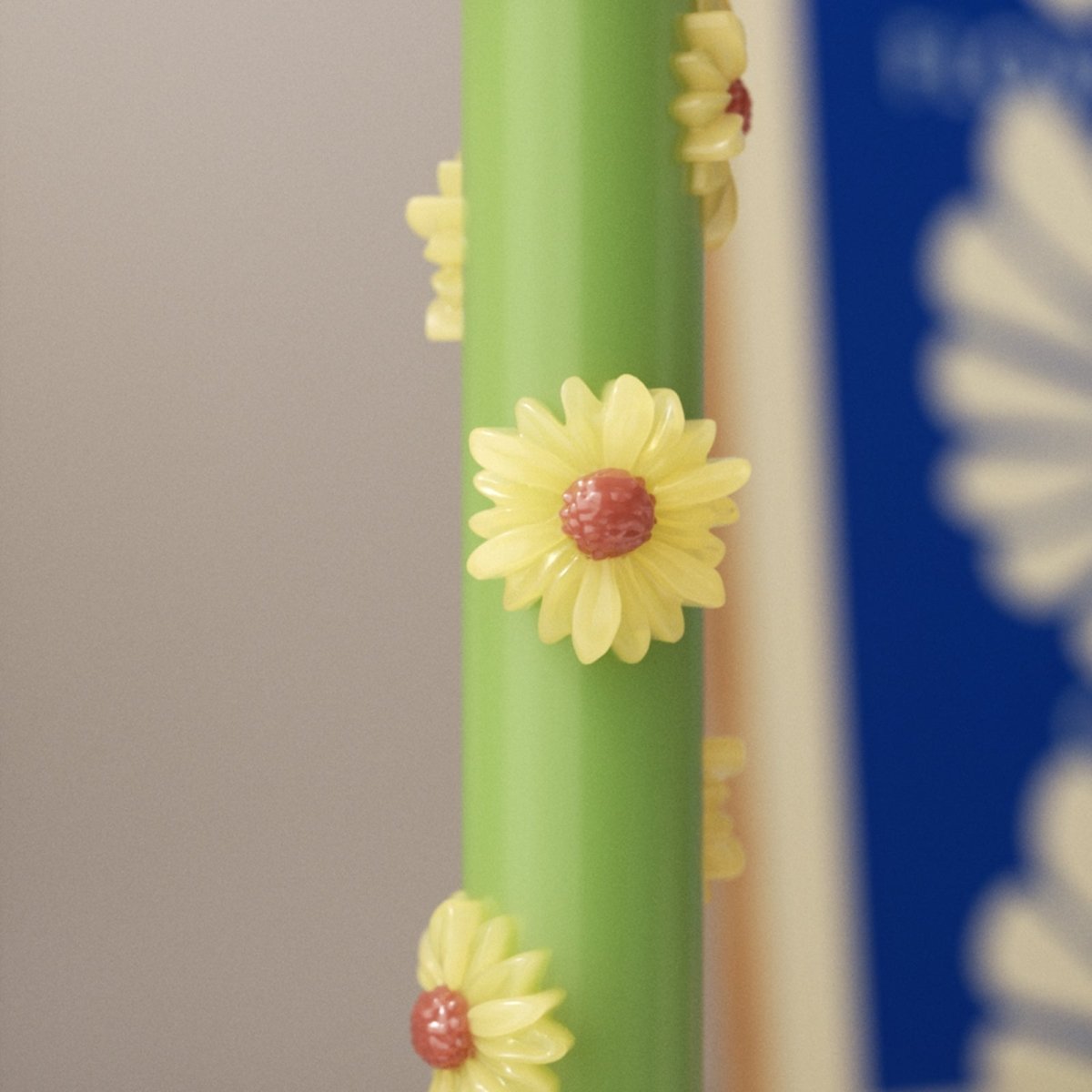 BLOSSOM Taper Candle Daisy Delight - Set of 2 - Fresh Green & Sky Blue - Short VersionCandleK0049