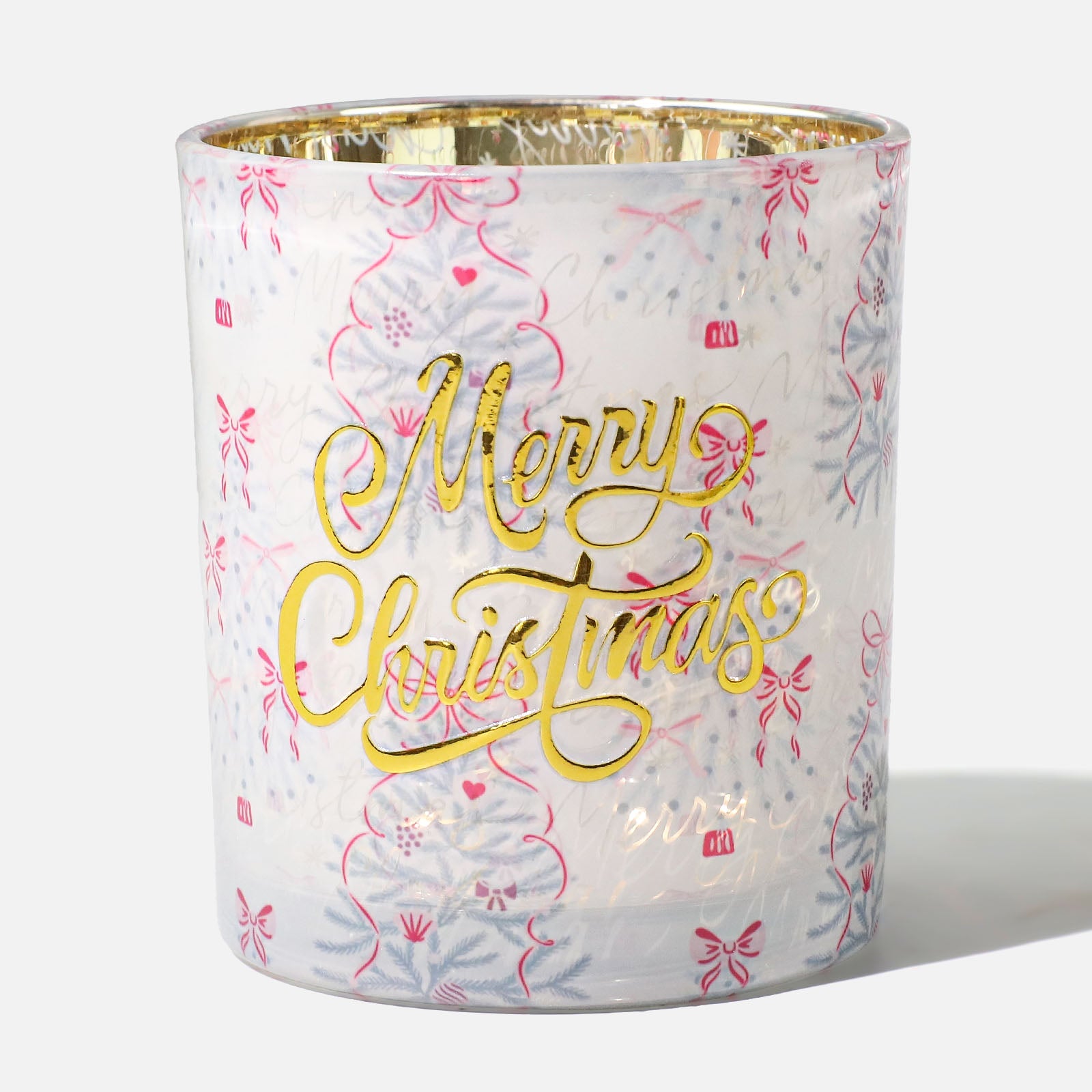 Pink Ribbon Christmas Glass Candle Jar Collection