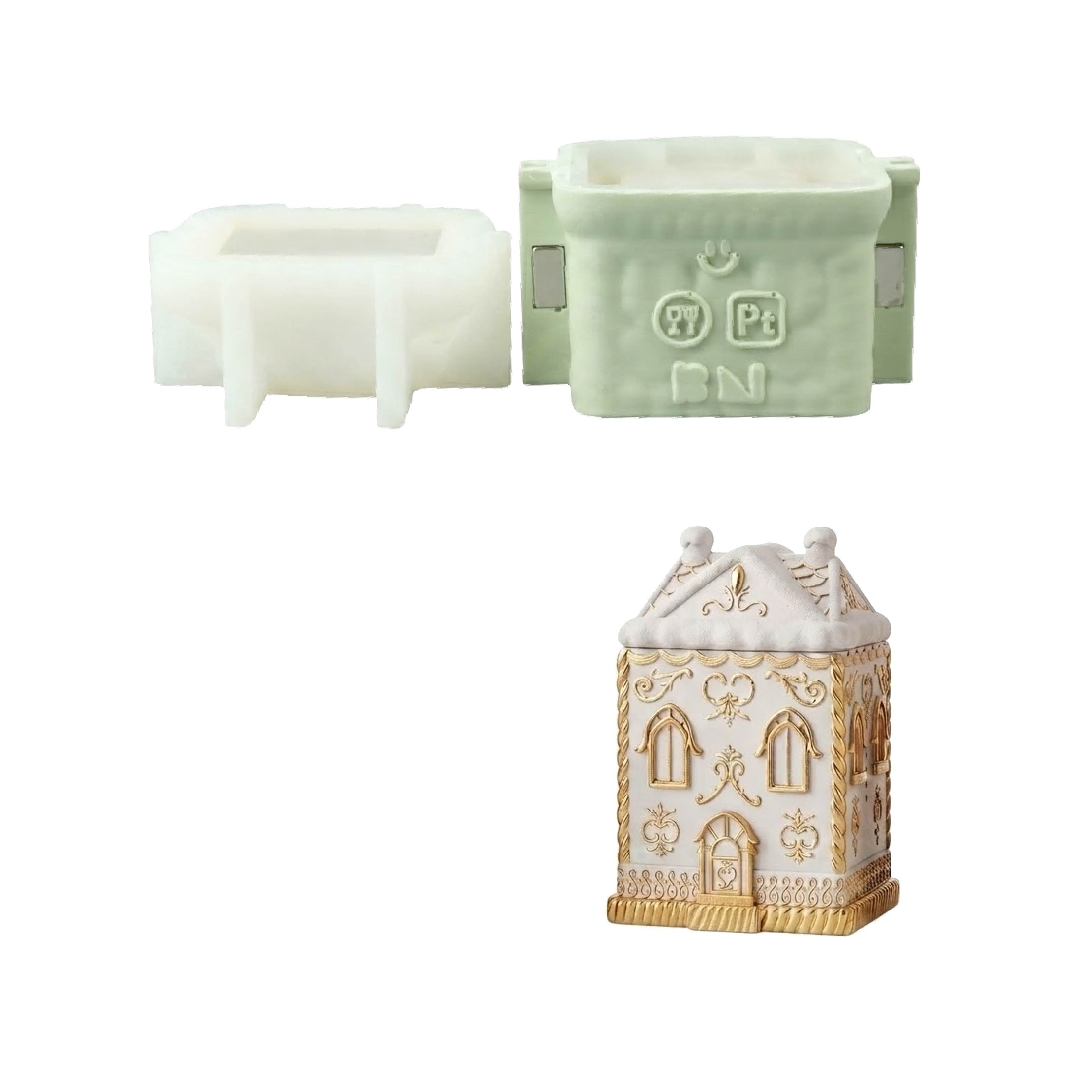 Cozy Gingerbread House Candle Jar Silicone Mold Collection