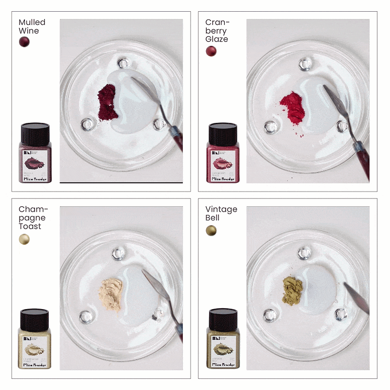 Glitter Colorable Acrylic Gloss Sealer Varnish With Mica Powder Kit-4 Of Vintage Gala Colors