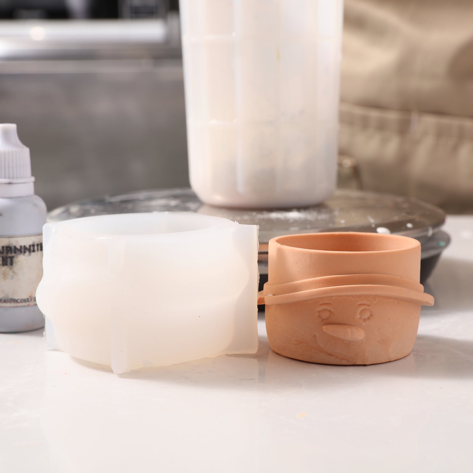 White Silicone Mold and Red Christmas Snowman Tea Light Candle Holder - Boowan Nicole