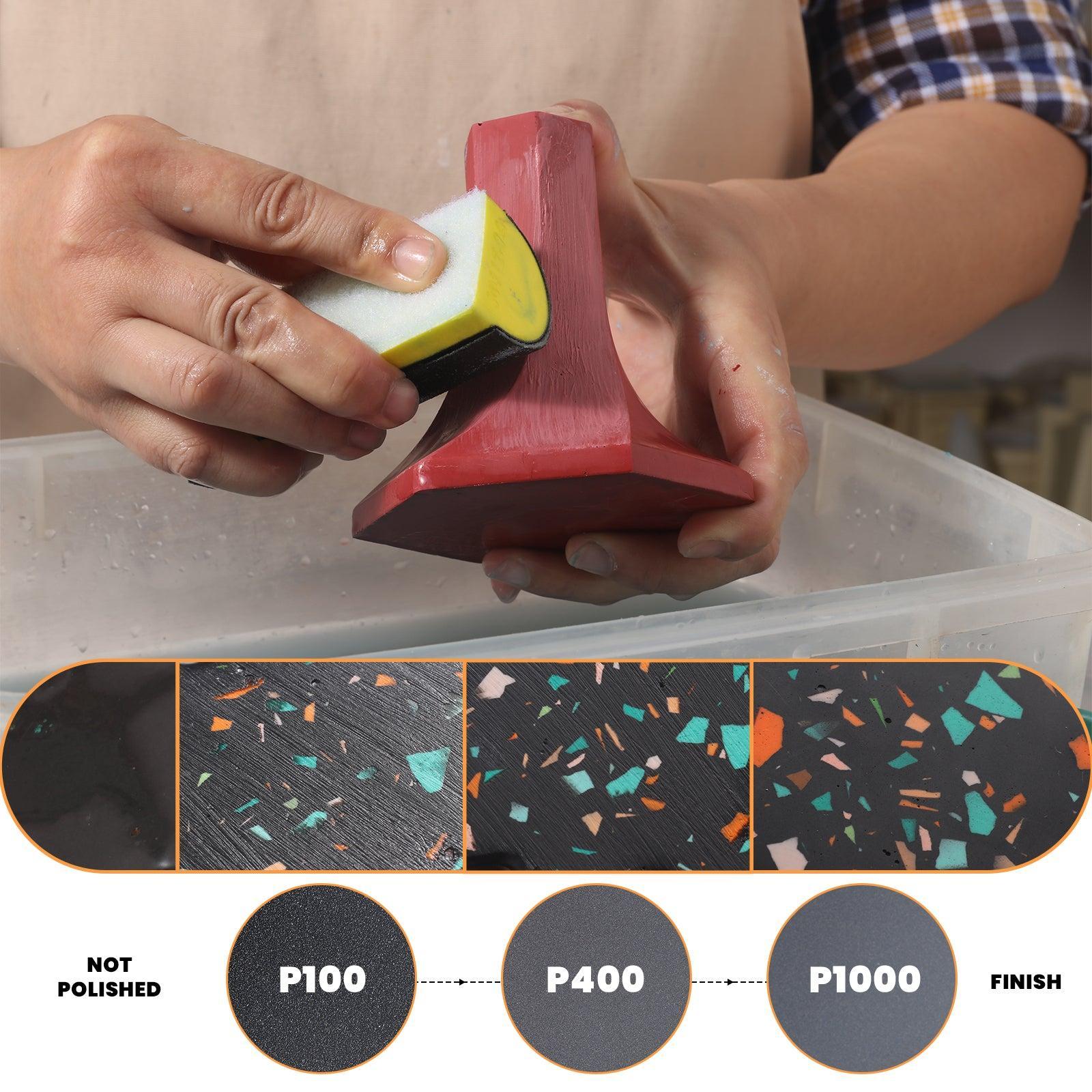 Shows the perfect effect of sandpaper with different grits after polishing the media surface.