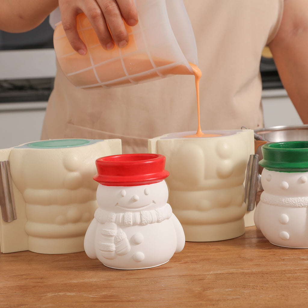 Use the Silicone Mold to Make Cheery Snowman's Winter Glow Candle Jar - Boowan Nicole