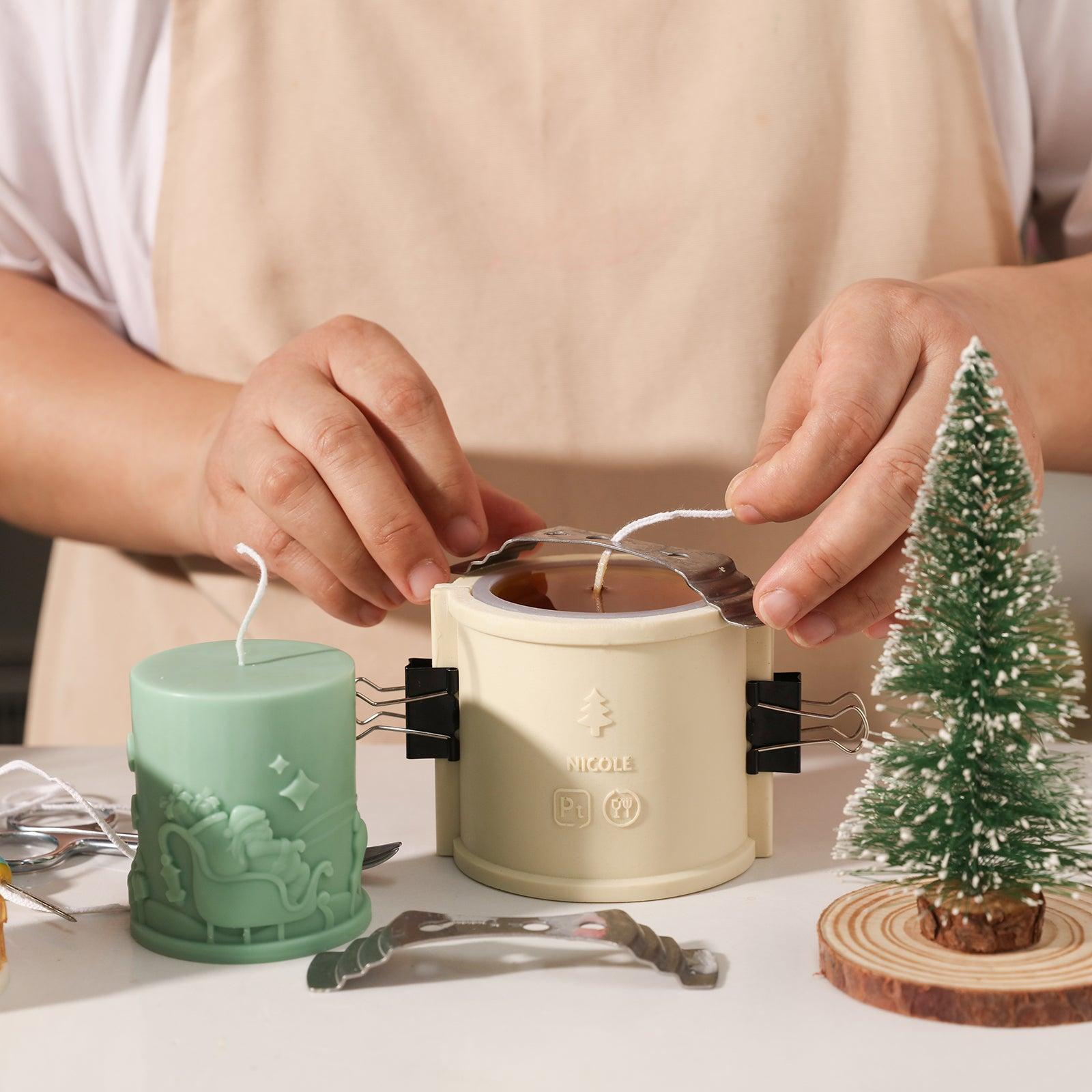 Use Silicone Molds to Make Christmas Themed Embossed Pillar Candles - Boowan Nicole