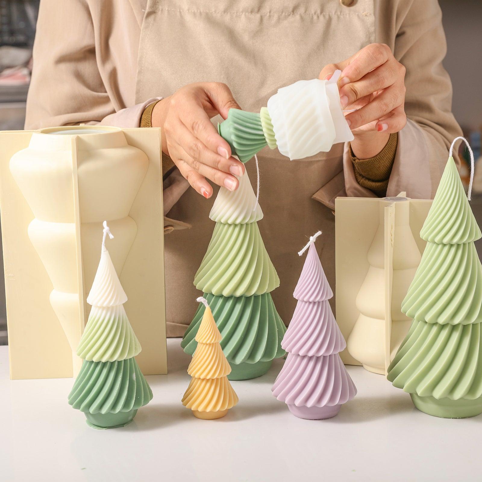 Evergreen Christmas tree candles from silicone molds - Boowan Nicole.