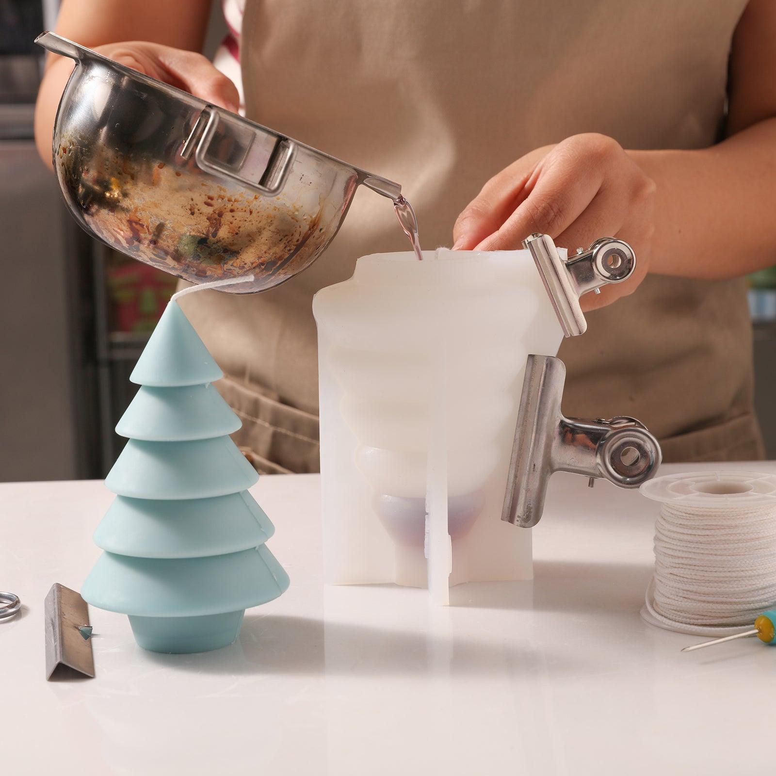 Make Layered Christmas Tree Candles Using Silicone Molds - Boowan Nicole