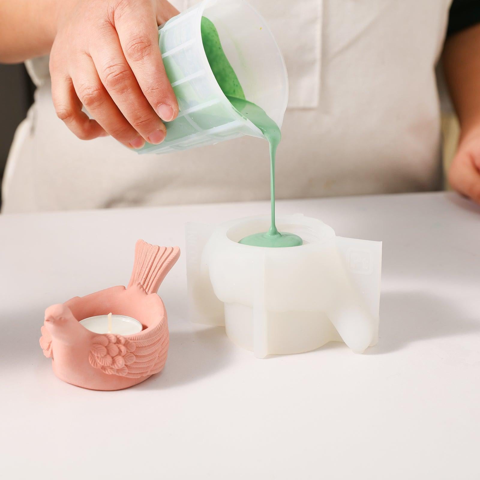 Crafting tealight candle holders using the silicone mold.