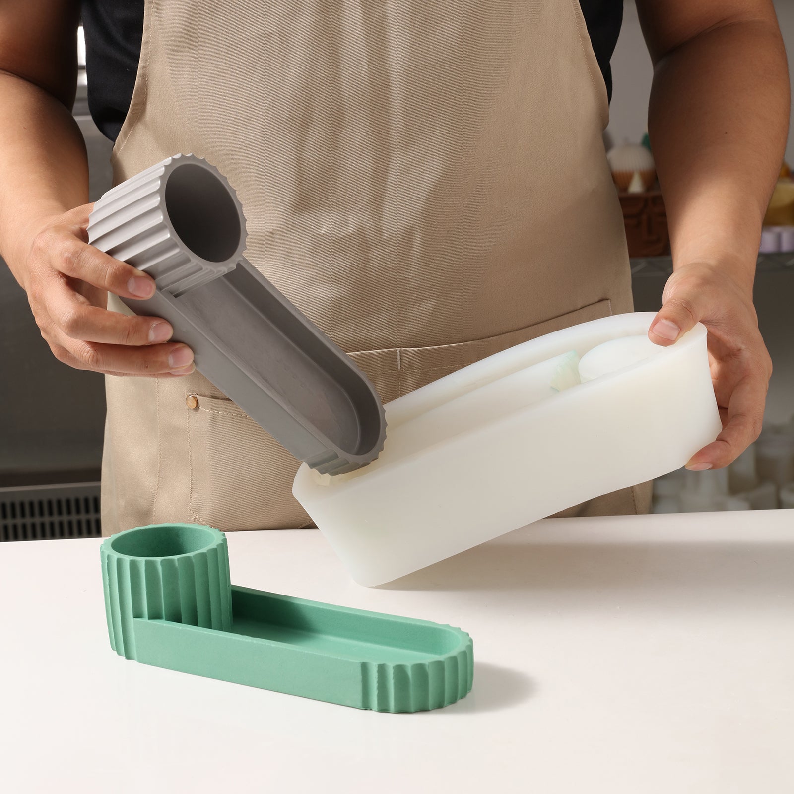 Gray Short Pen Holder comes out of silicone mold -Boowan Nicole