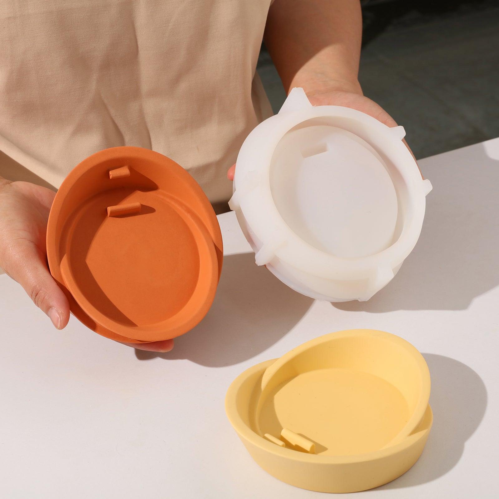 Handheld Display of Red Brown Sail-Shape Incense Holder and White Silicone Mold -Boowan Nicole