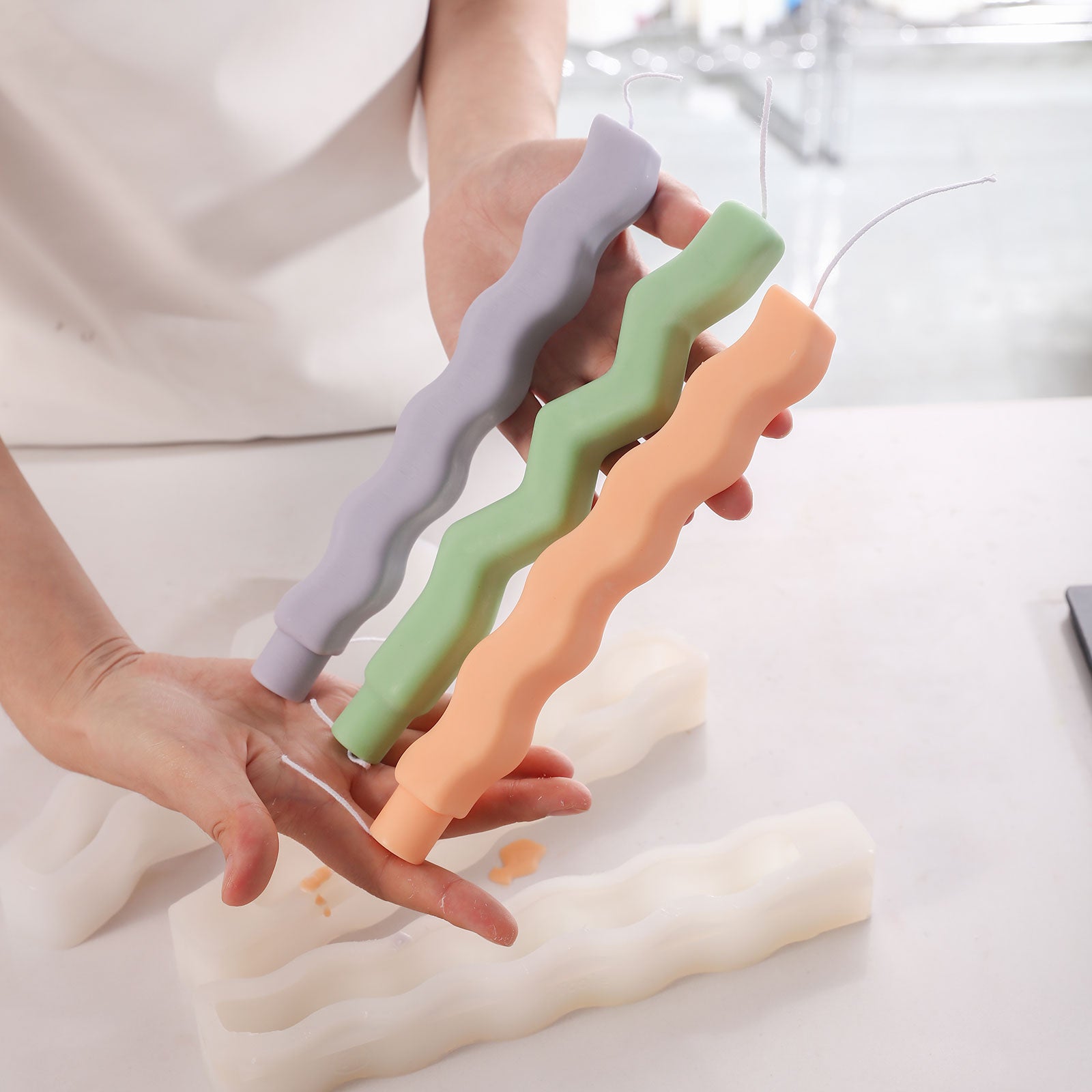 Handmade Wave Shape Taper Candle Molds for DIY – Boowan Nicole