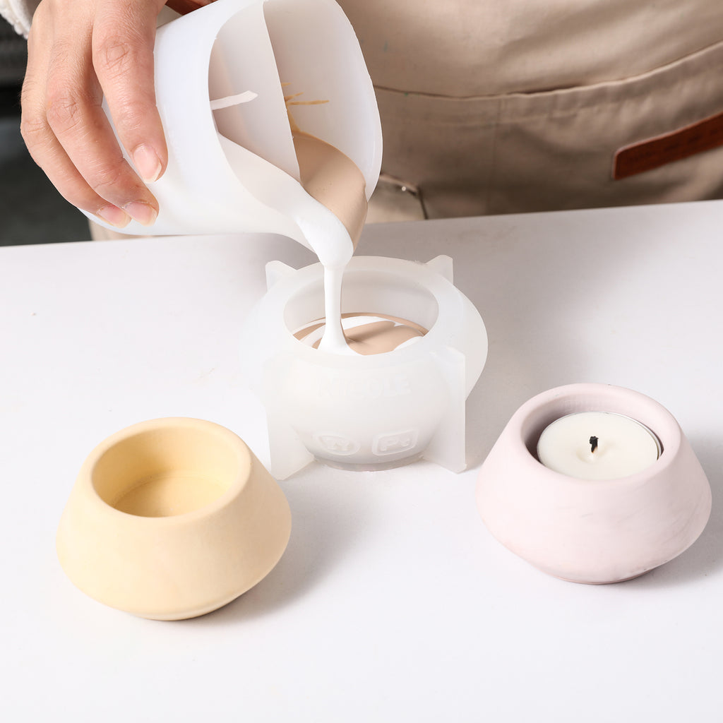 Crafting candle holders with Tealight Candle Holder Silicone Mold for creative expression.