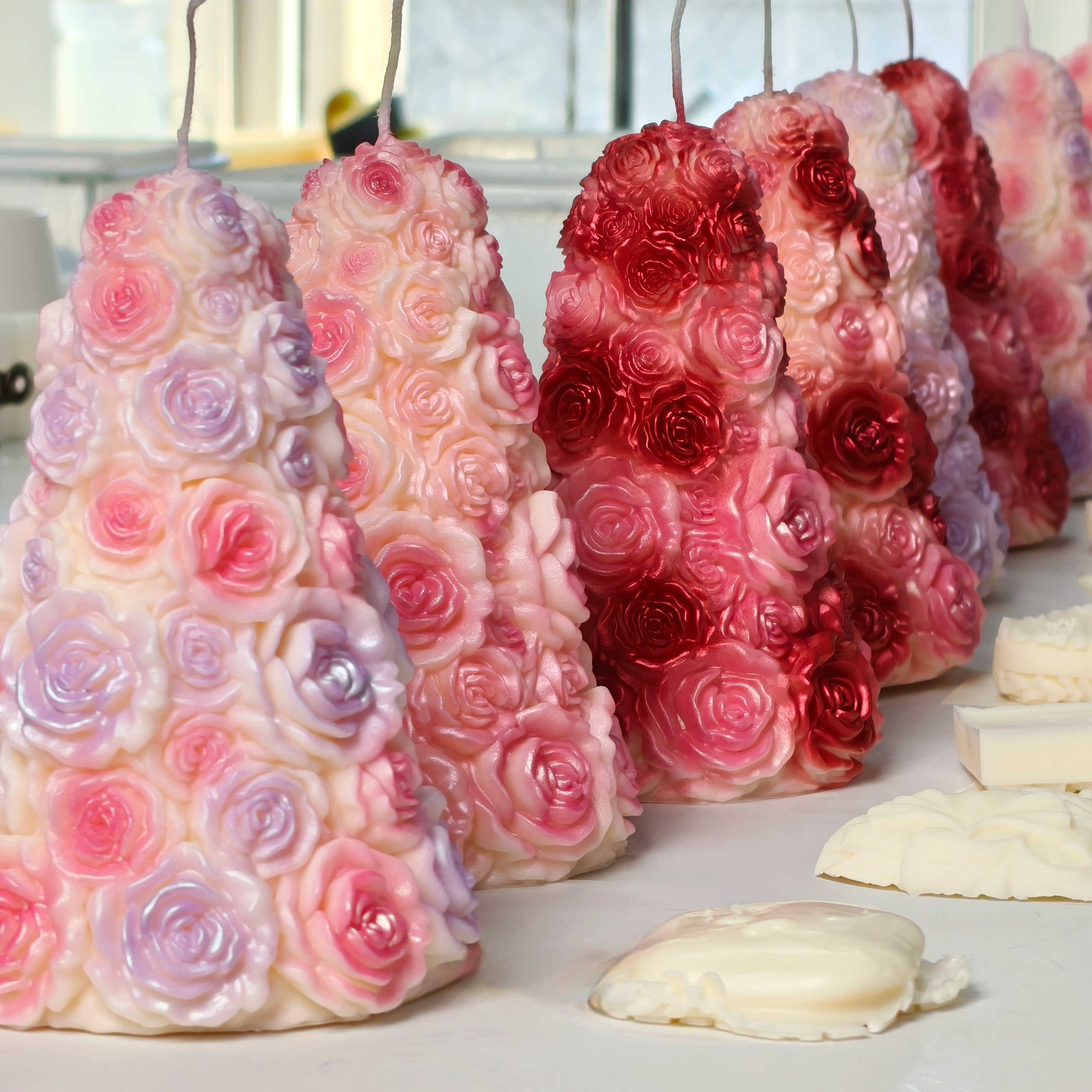 大型ローズツリーキャンドルシリコンモールド