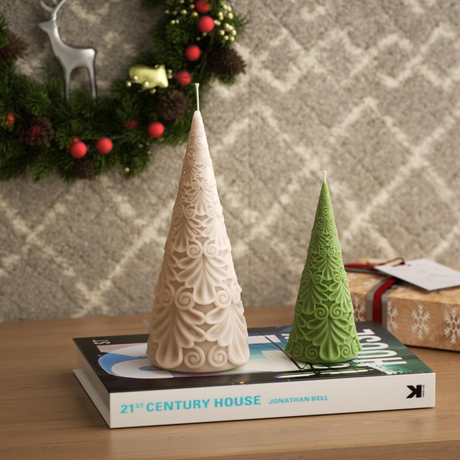 Relief Christmas Tree Candle Silicone Mold