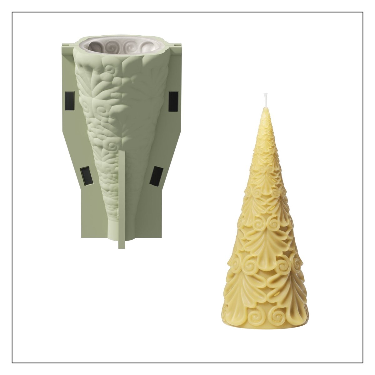 Relief Christmas Tree Candle Silicone Mold3D Candle MoldLZ0761