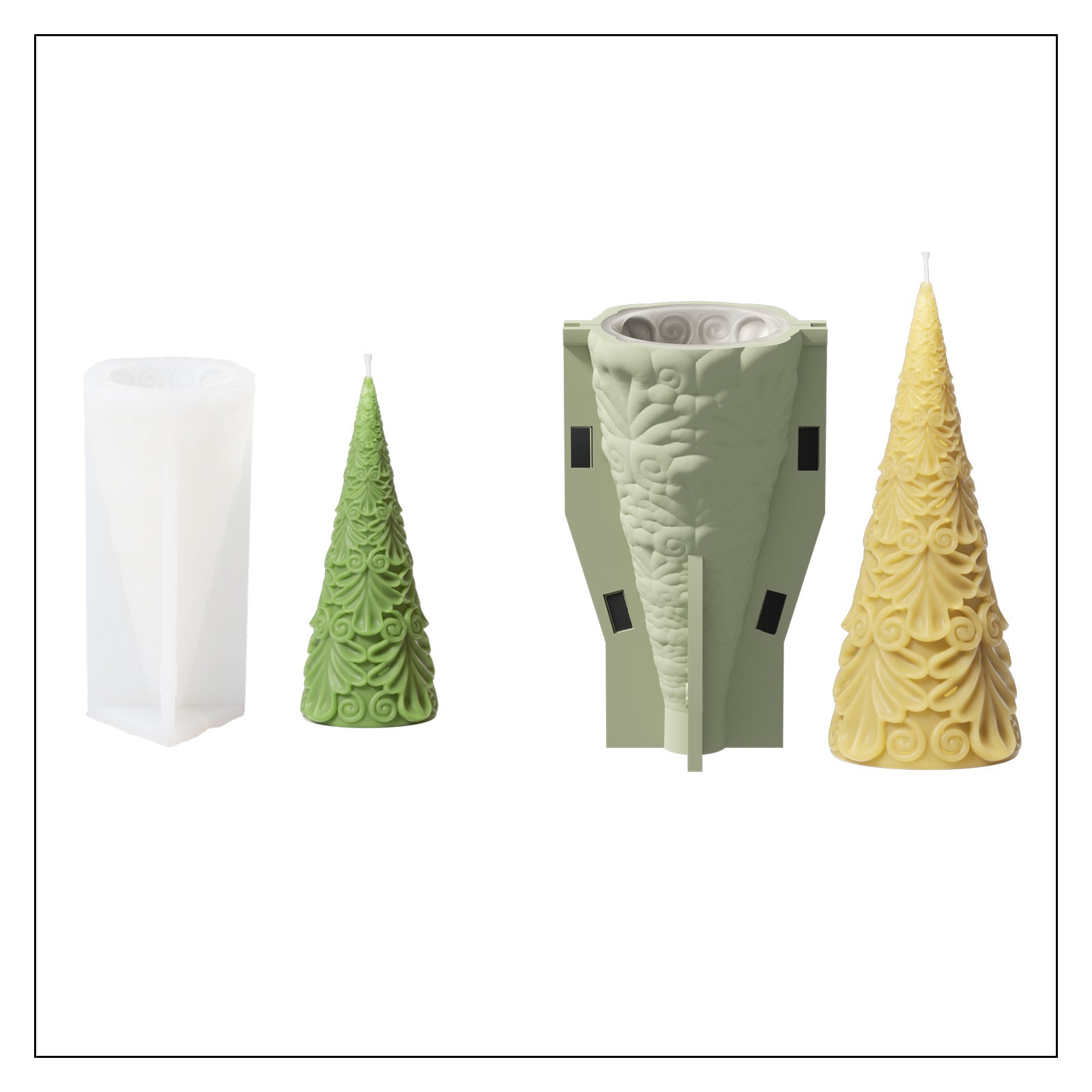 Relief Christmas Tree Candle Silicone Mold
