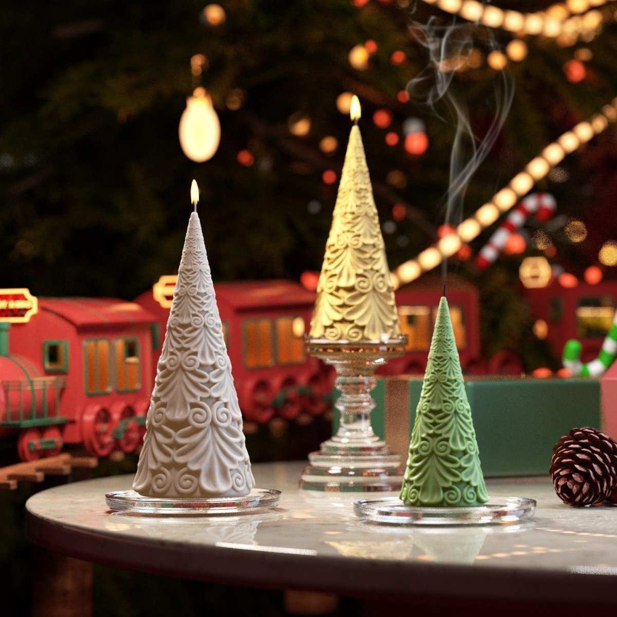 Relief Christmas Tree Candle Silicone Mold3D Candle MoldLZ0762