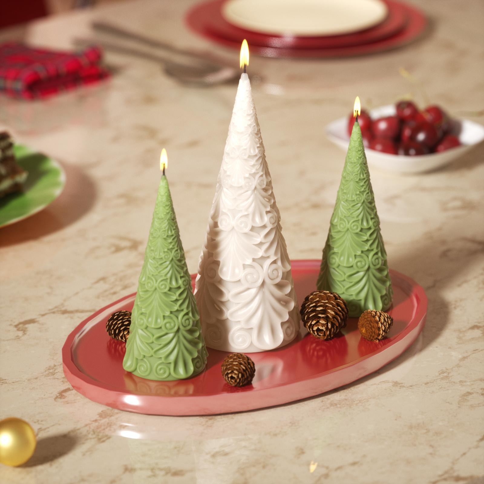 Relief Christmas Tree Candle Silicone Mold
