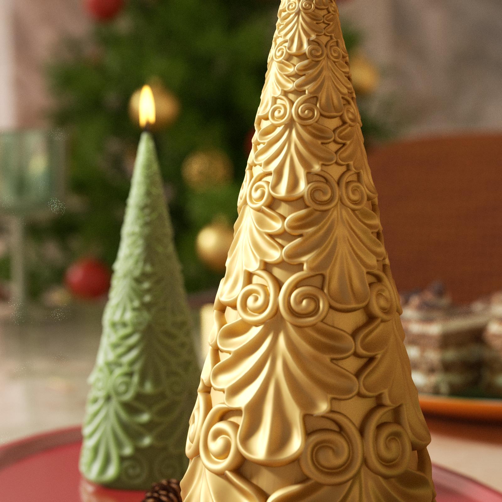 Relief Christmas Tree Candle Silicone Mold
