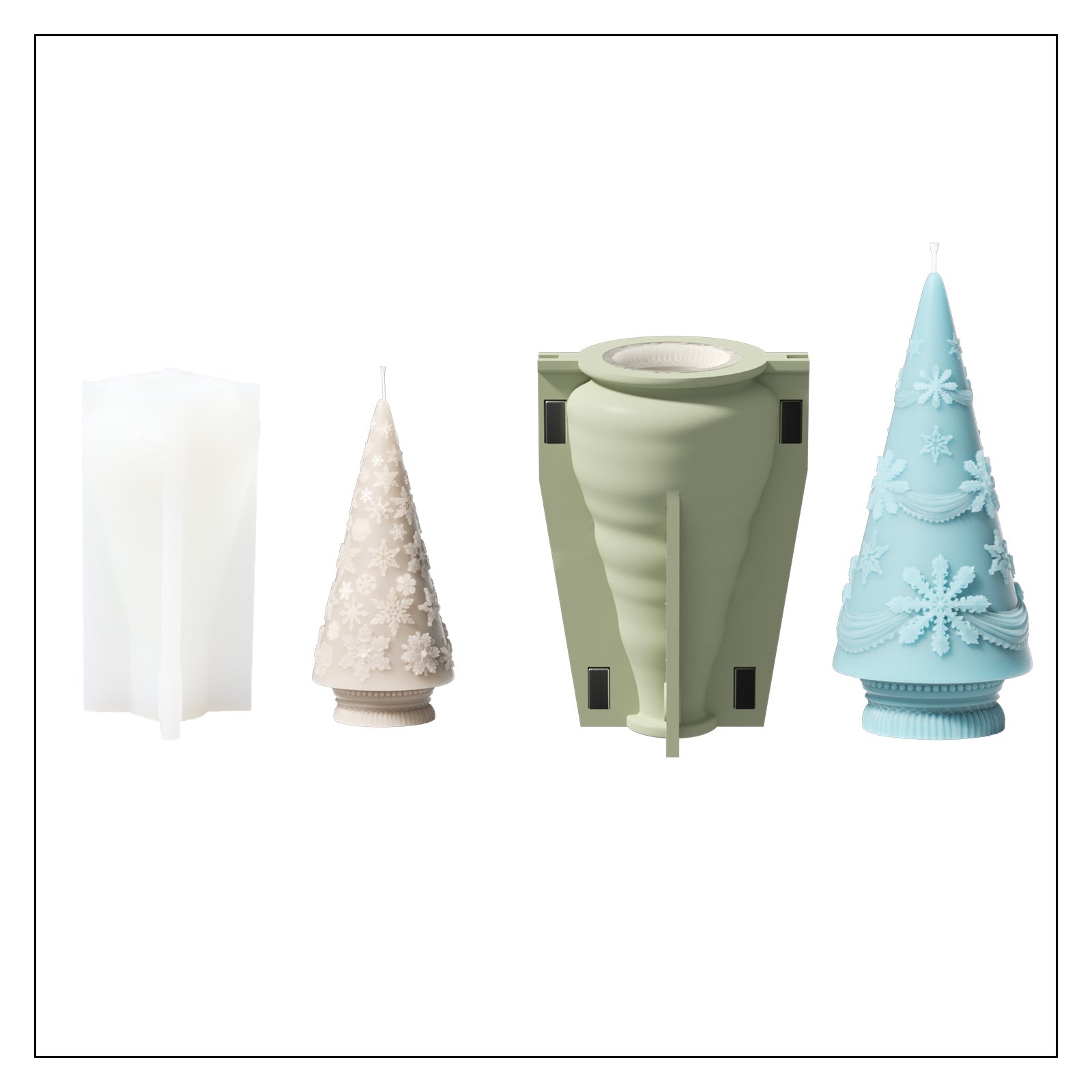 Winter Whimsy Snowflake Christmas Tree Silicone Mold Collection