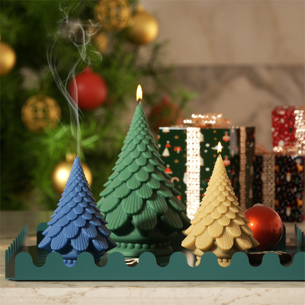 Festive Christmas Tree Candle Jars in Various Colors - Perfect for Creating a Cozy Holiday Ambiance and Home Decor