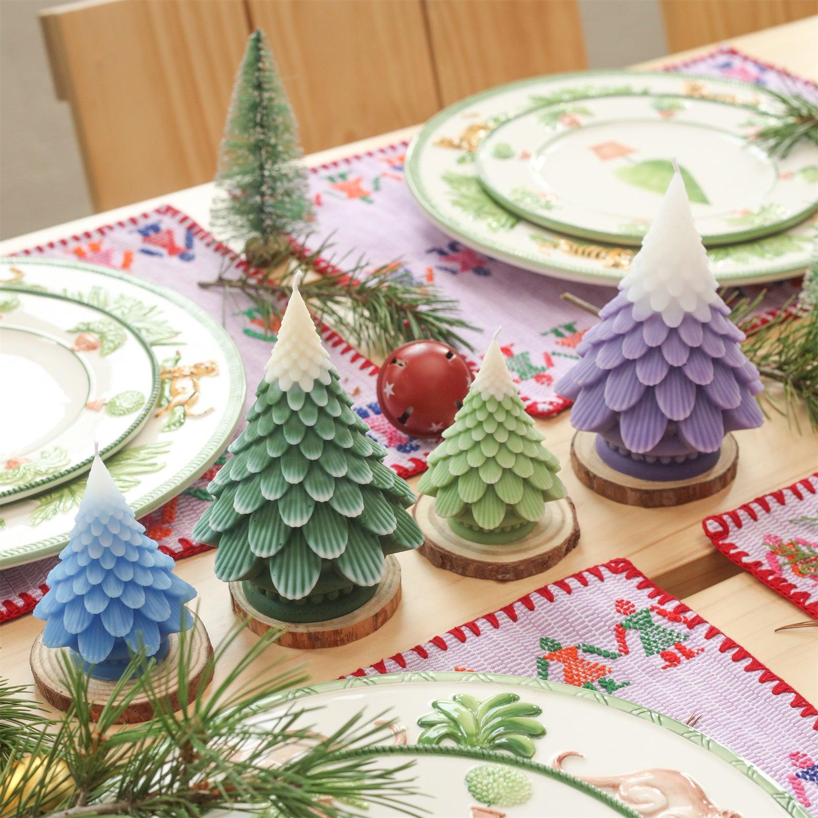 Colorful Christmas Tree Candles for Festive Table Decor-Boowan Nicole