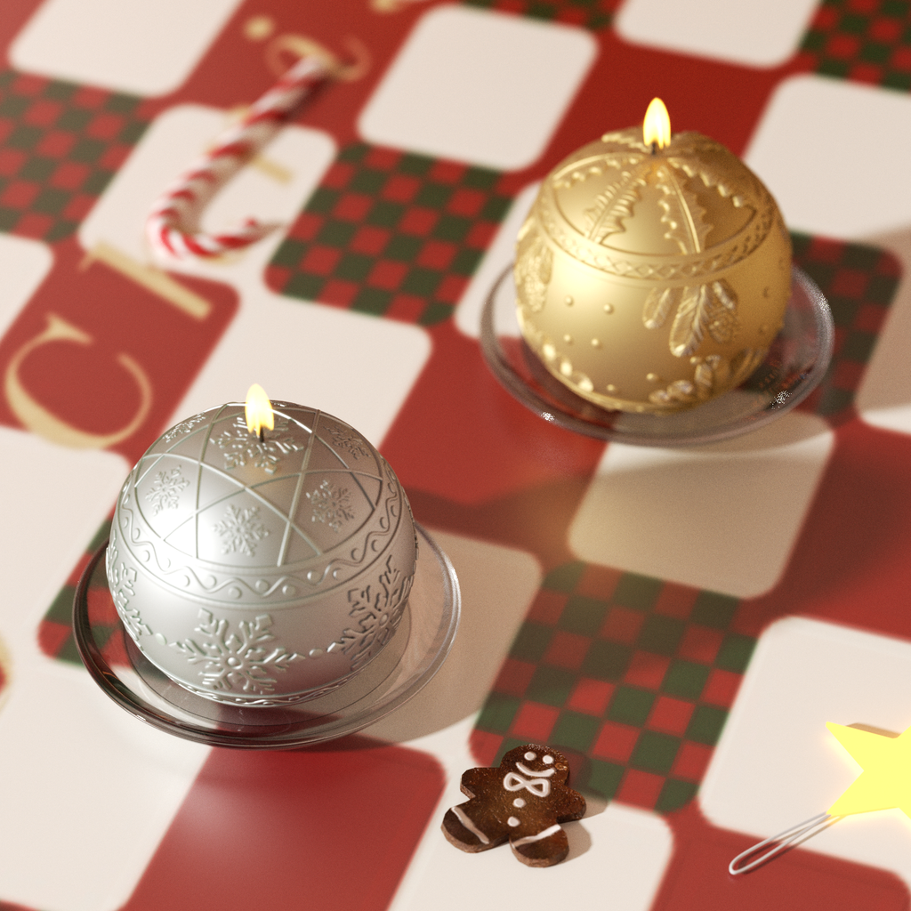 Elevate your holiday decor with glowing Christmas ball candles in silver and gold