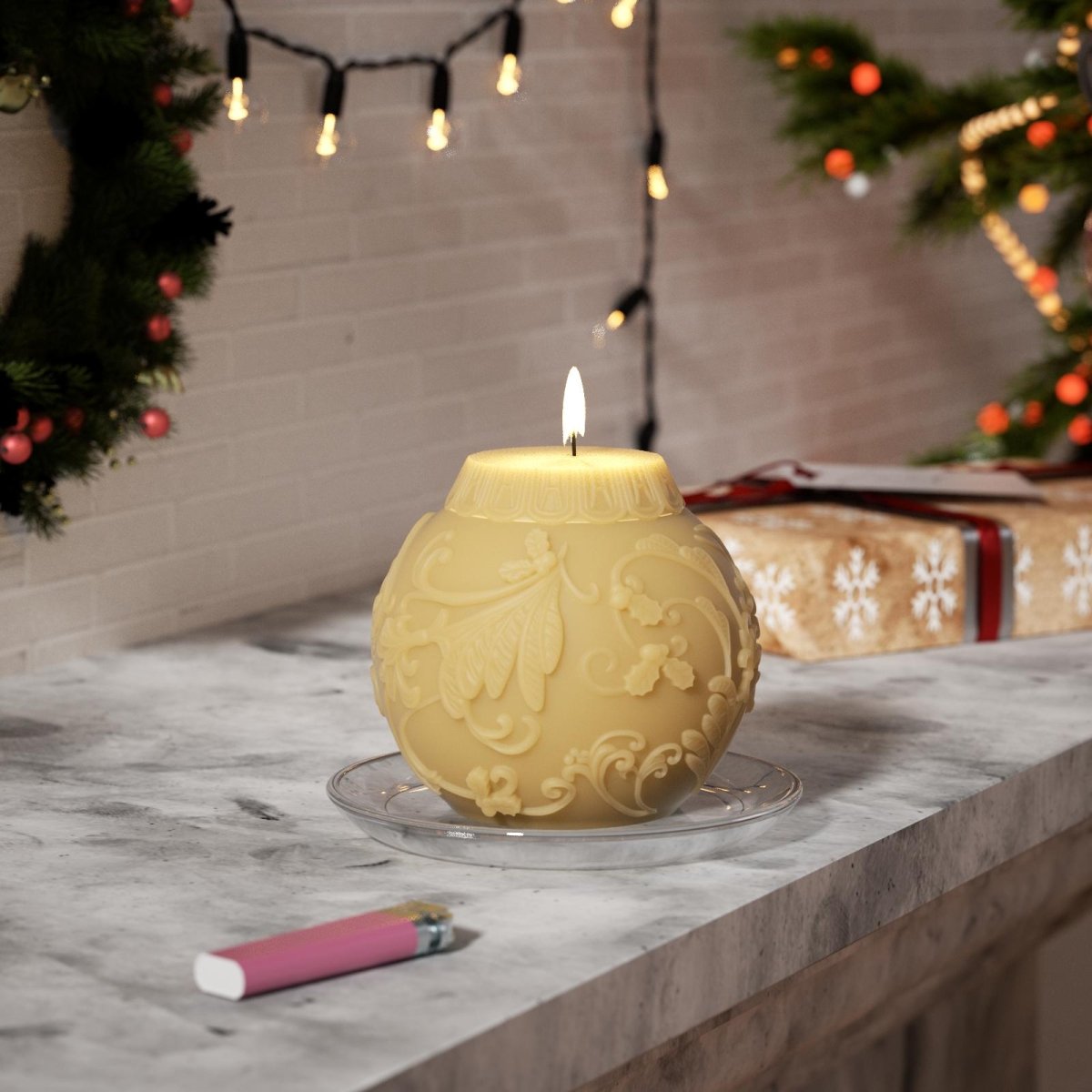 Christmas Mistletoe Bauble Light Candle Silicone Mold3D Candle MoldLZ0773