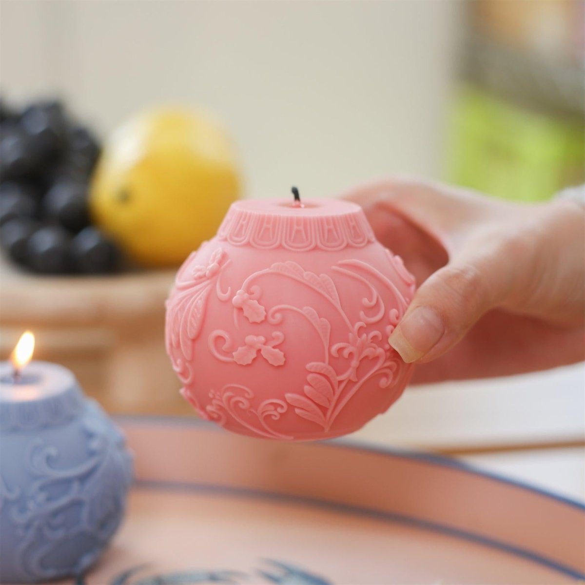 Christmas Mistletoe Bauble Light Candle Silicone Mold3D Candle MoldLZ0773