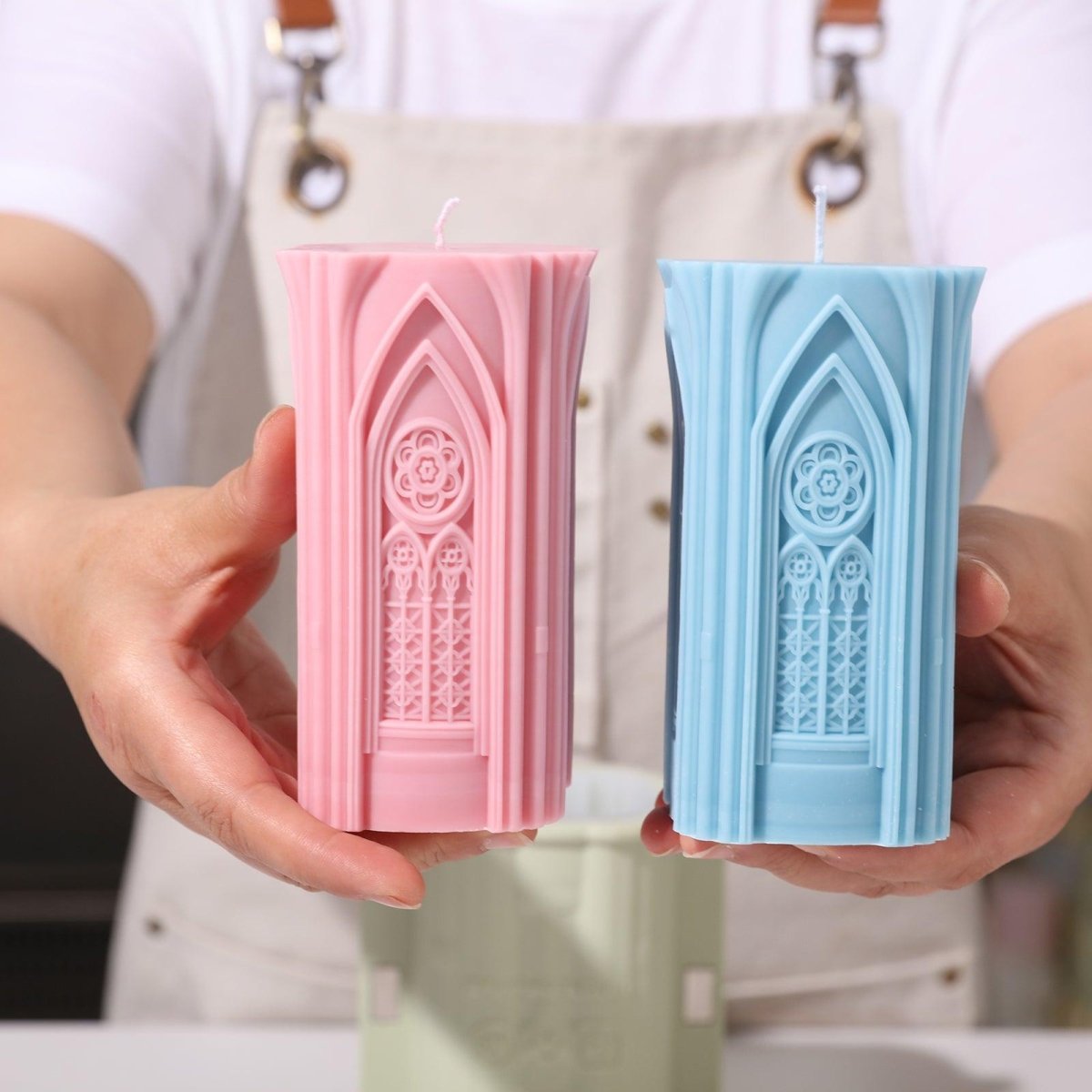 Gothic Architecture Pillar Candle Silicone Mold3D Candle MoldLZ0704