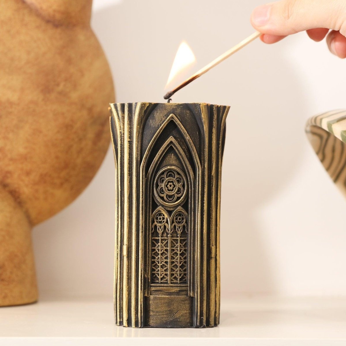 Gothic Architecture Pillar Candle Silicone Mold3D Candle MoldLZ0704