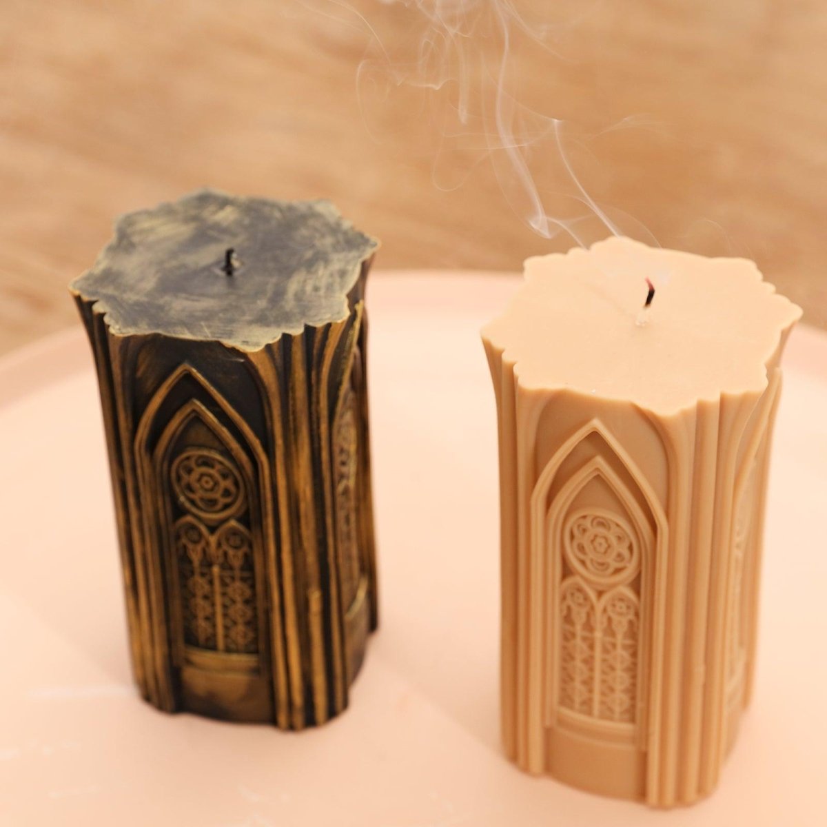 Gothic Architecture Pillar Candle Silicone Mold3D Candle MoldLZ0704