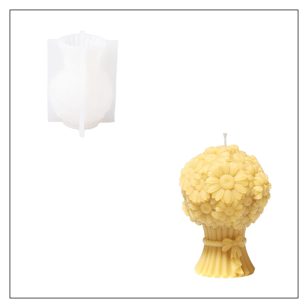 White Silicone Mold for Yellow Chrysanthemum Candle - Boowan Nicole
