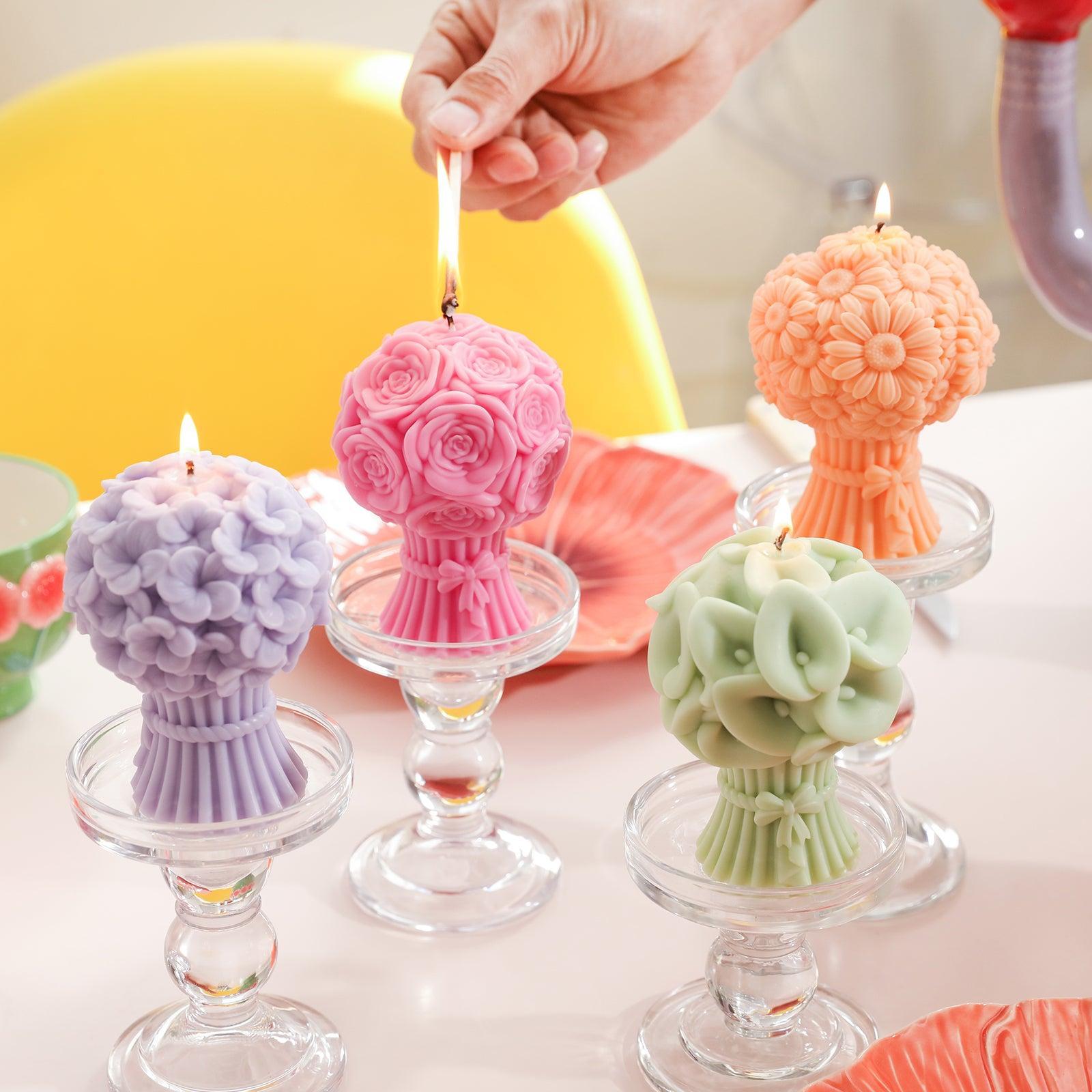 Light Pink Rose Bouquet Flourishing Candle-Boowan Nicole