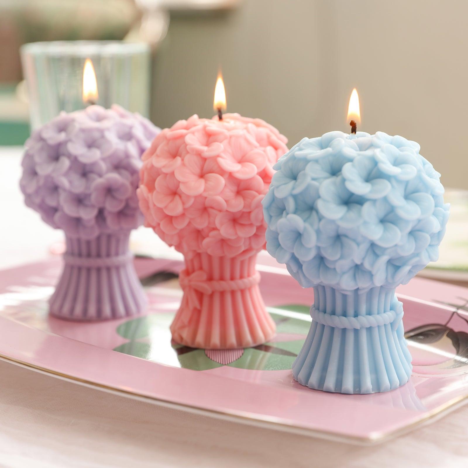 Hydrangea Bouquet Flourishing Candle-Boowan Nicole is burning on the desk