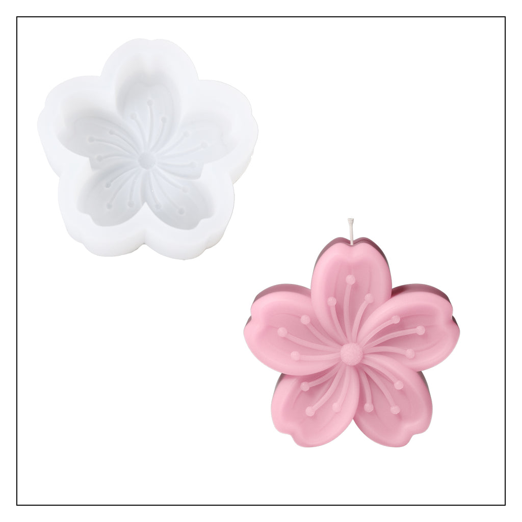Pink floral candle and white silicone mold-Boowan Nicole