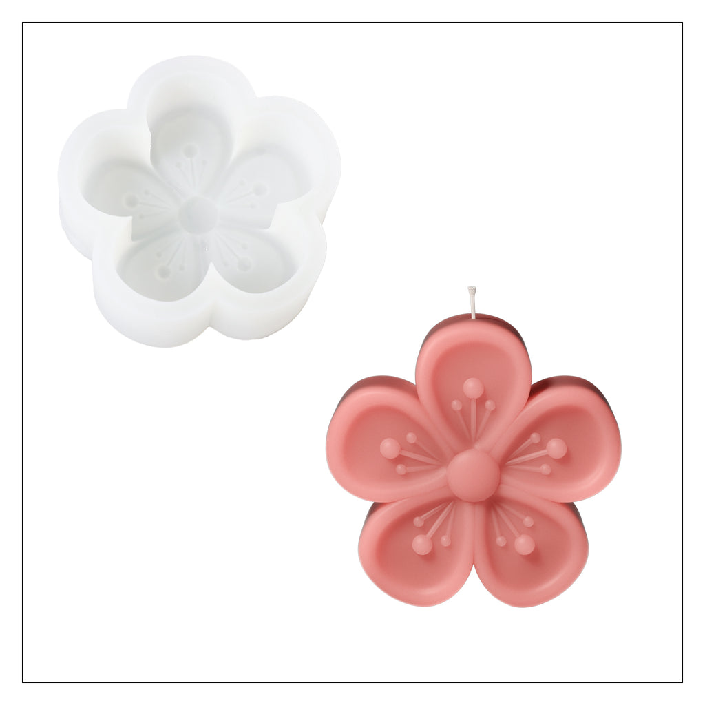 Red floral candle and white silicone mold-Boowan Nicole