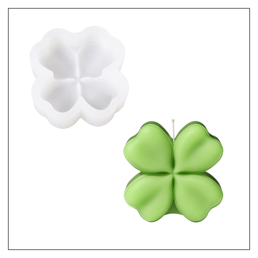 Green floral candle and white silicone mold-Boowan Nicole