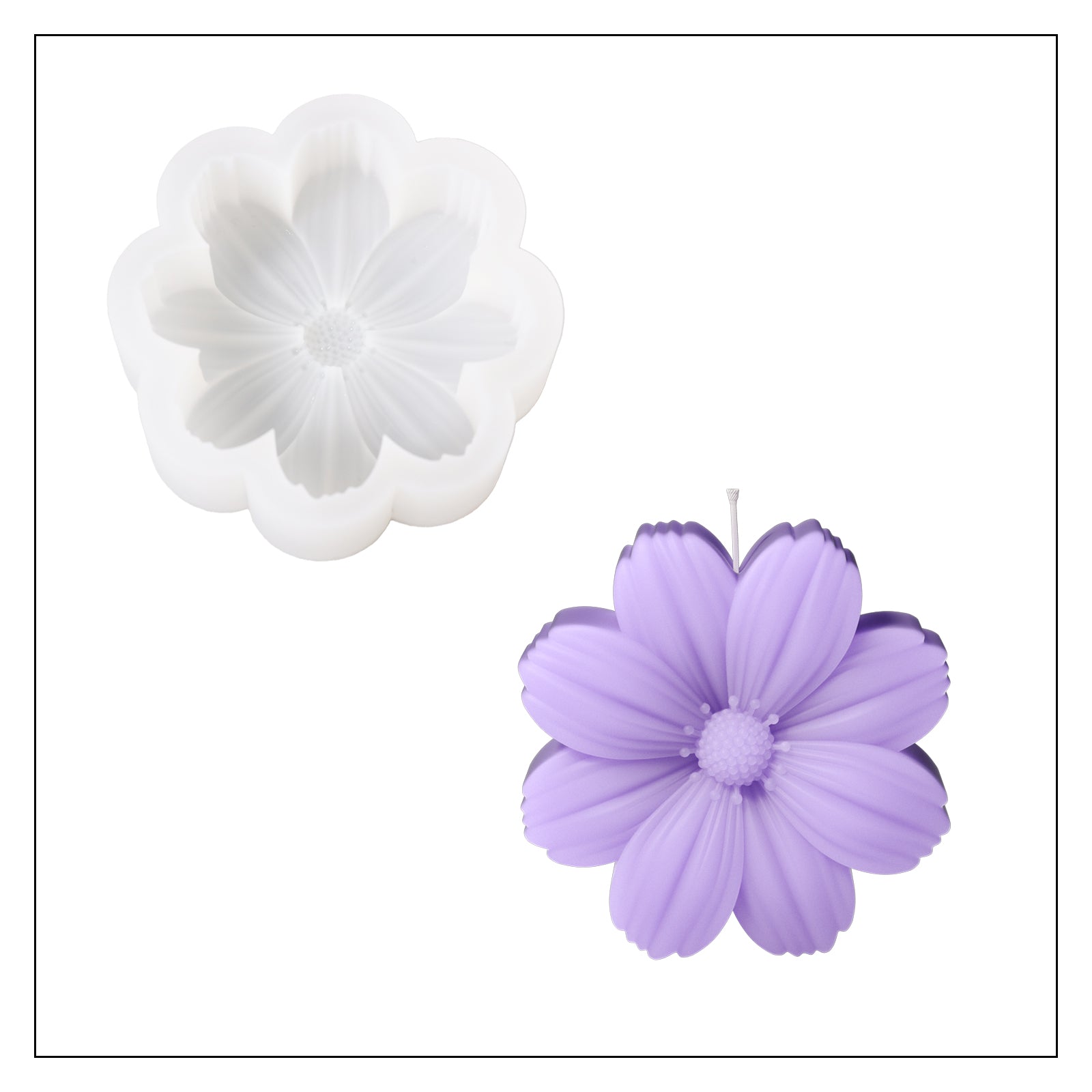 Purple floral candle and white silicone mold-Boowan Nicole