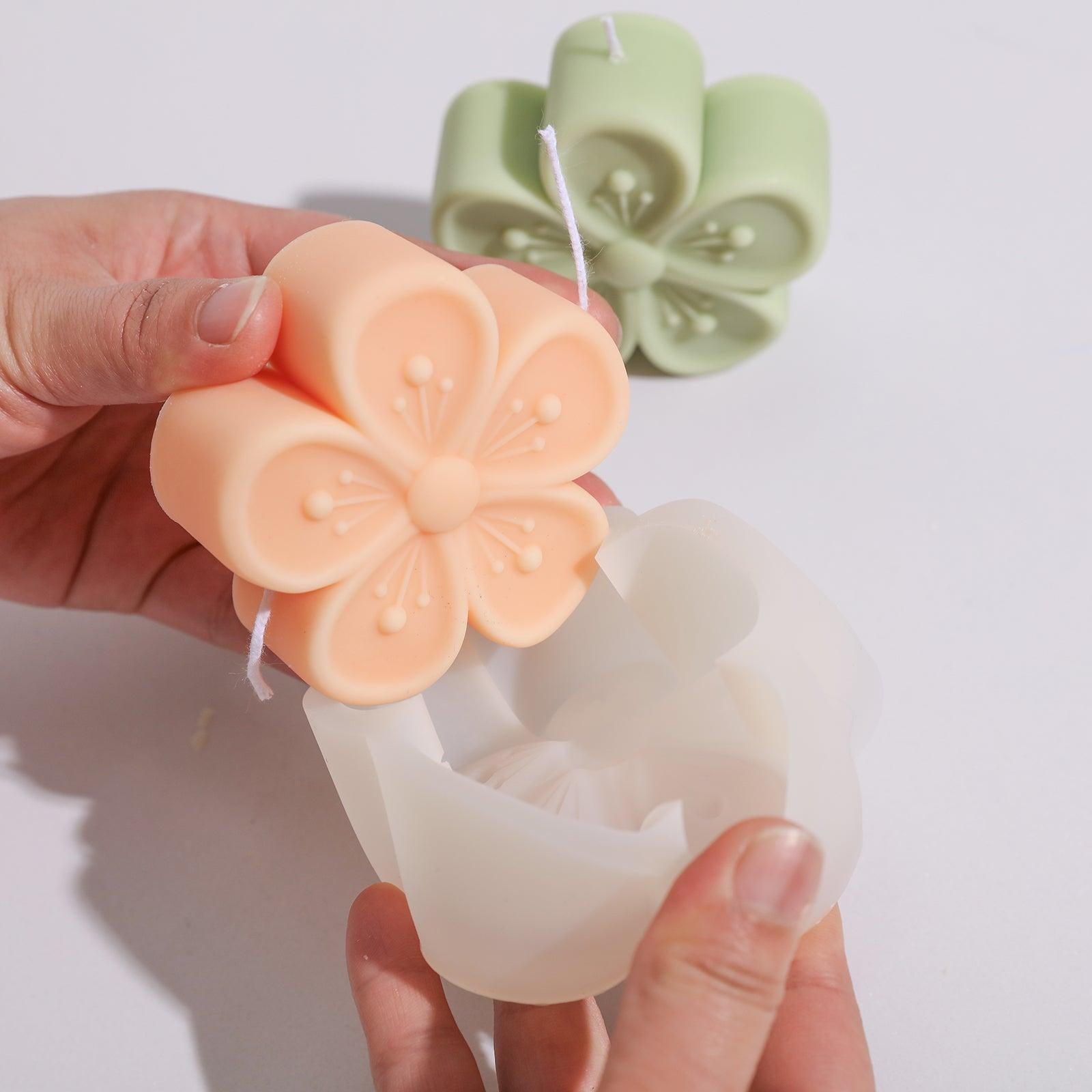 Yellow-Pink Peach Blossom Candle from Silicone Mold-Boowan Nicole