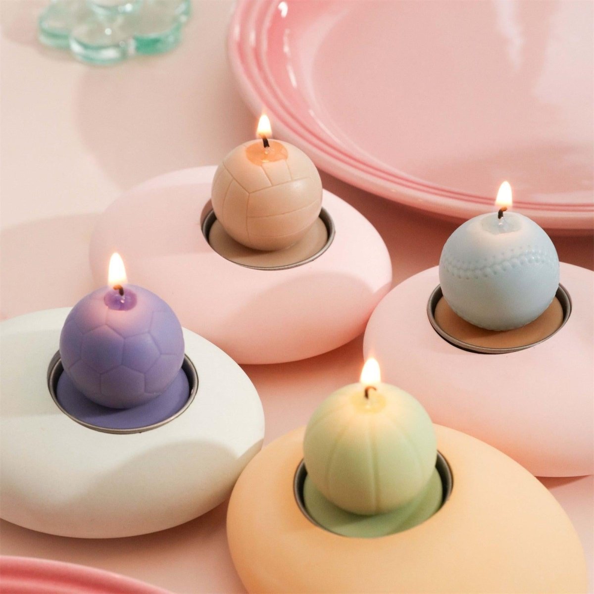 Play Ball Tealight Candle Silicone Mold Collection3D Candle MoldLZ0700+(A0305*5)