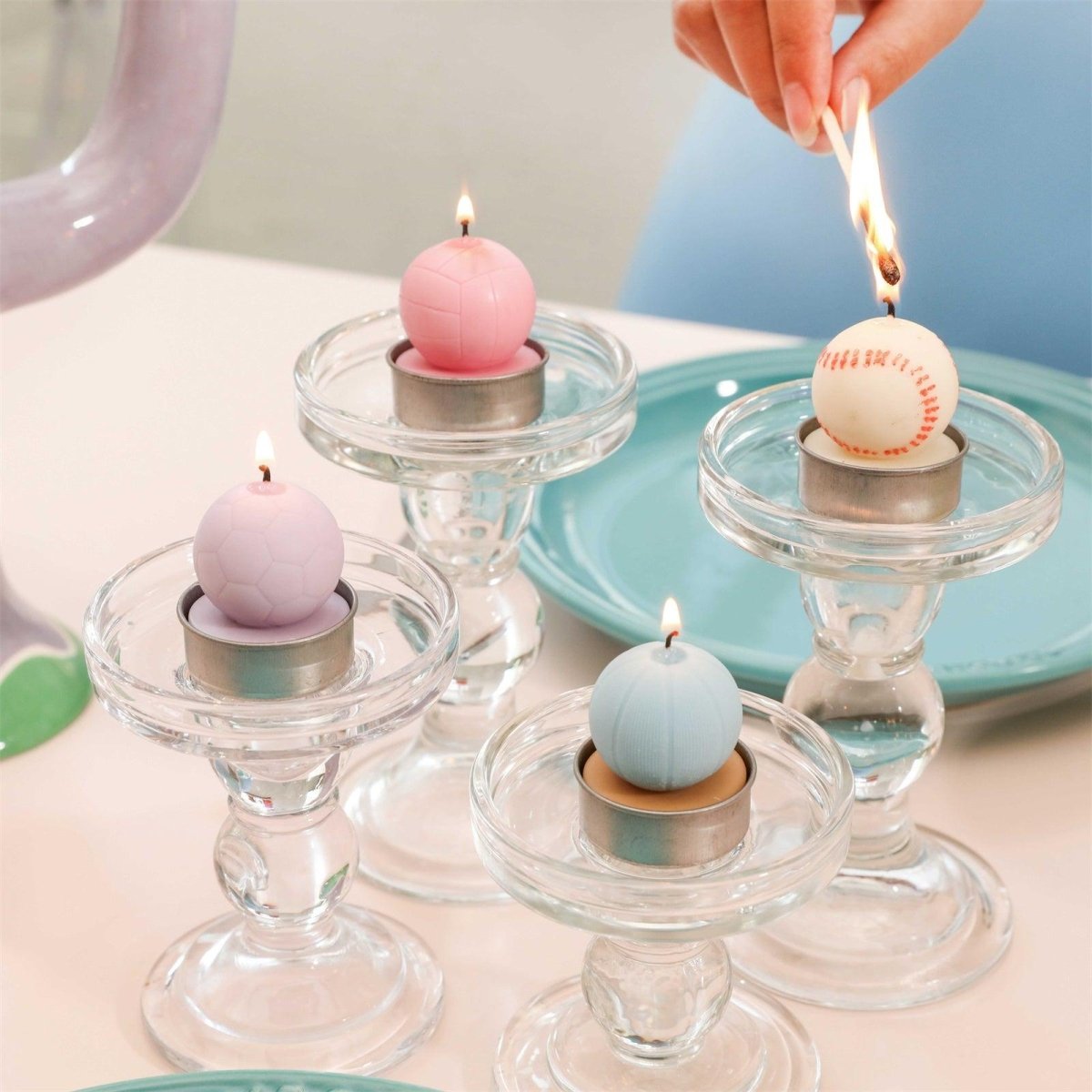 Play Ball Tealight Candle Silicone Mold Collection3D Candle MoldLZ0700+(A0305*5)