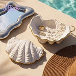 Giant Clam Shell Trinket Dish with Gold Trim - Coastal Jewelry Storage & Decor - Boowan Nicole