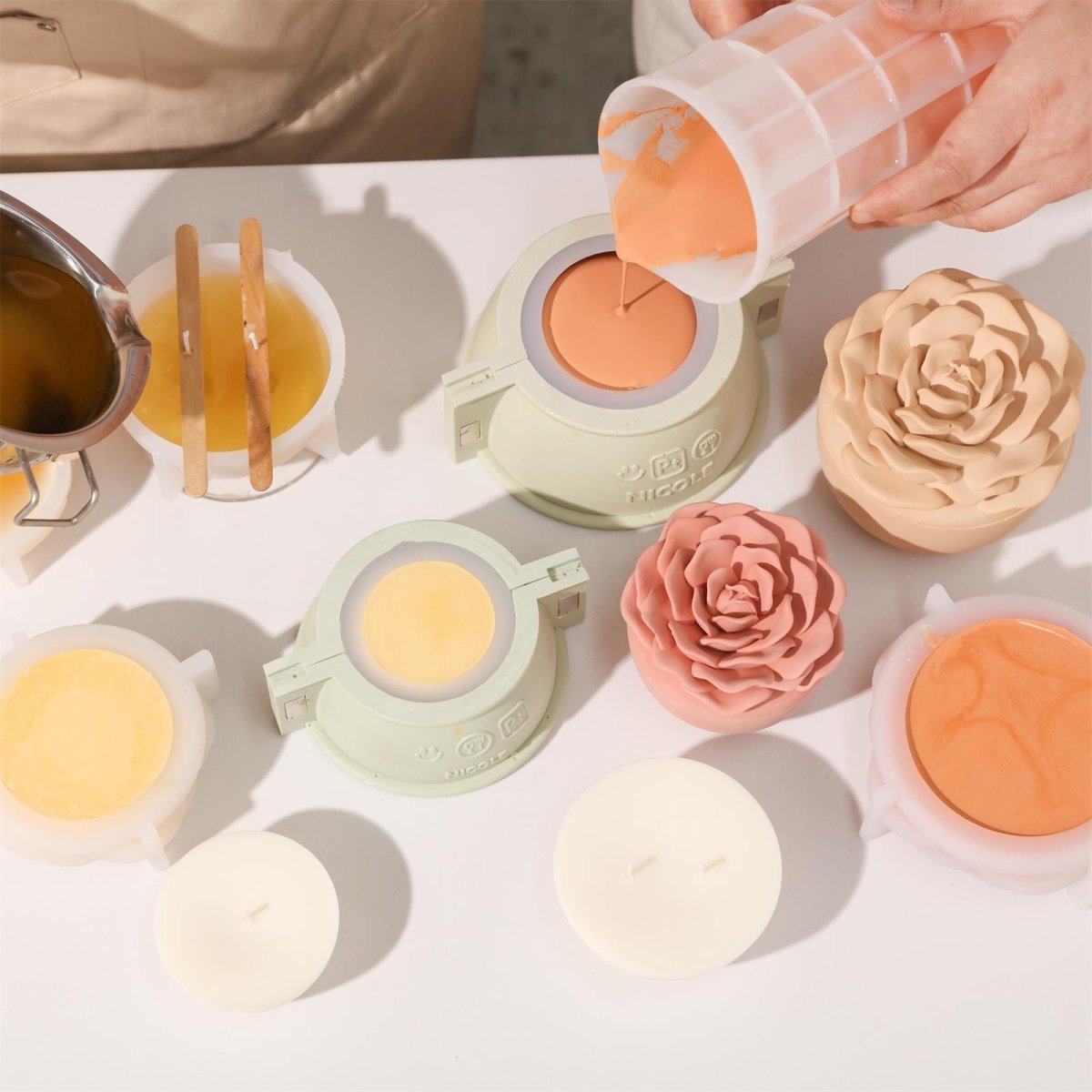 Crowning Rose Candle Jar Silicone Mold & Refill Mold CollectionCandle Jar MoldSH1075-1-2+LZ0699