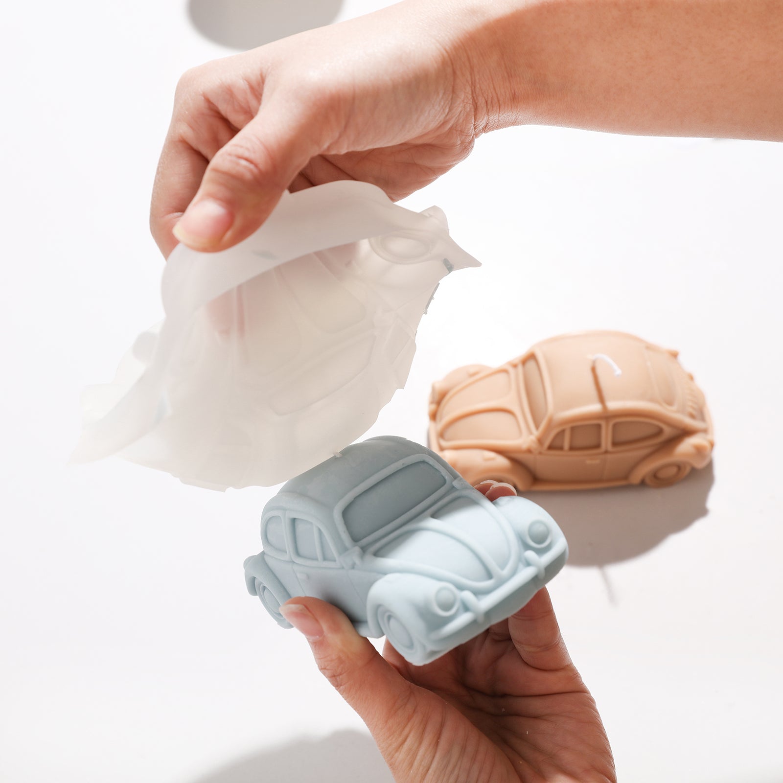 Candles released from the mold, showcasing exquisite craftsmanship.