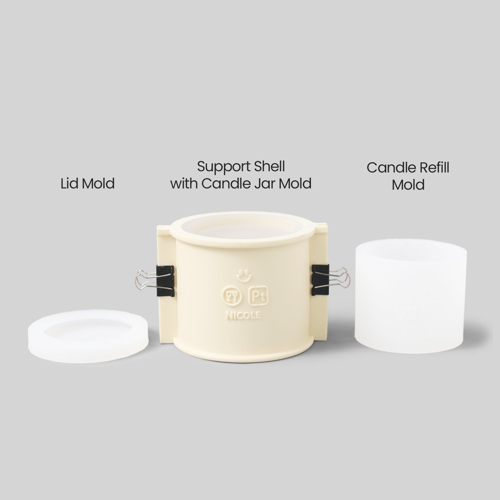 Moule en silicone pour pot de bougie de 9,6 oz et moule de recharge pour bougie